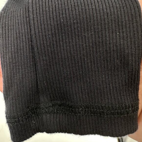 Wilfred Aritzia Long Sleeve Ribbed Ruffled Deep V-Neck Bodysuit XS Black Tank - Picture 5 of 7